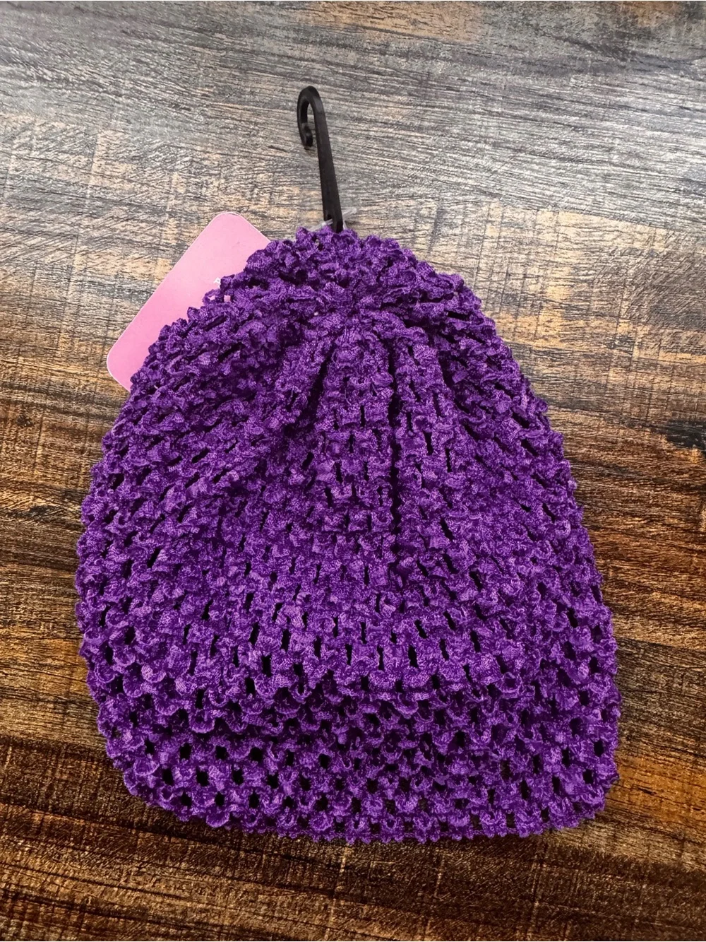 New Baby Girl Purple Crochet Beanie Hat with Flower Rhinestone NWT